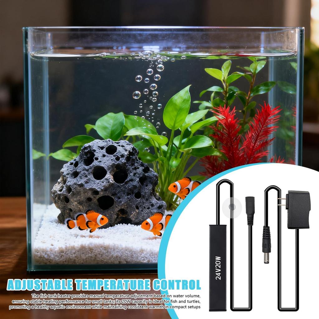 Fish Tank Water Heater 20w Submersible Adjustable Submersible Aquarium Heater For Betta Aquatic Pet Saltwater Freshwater Home