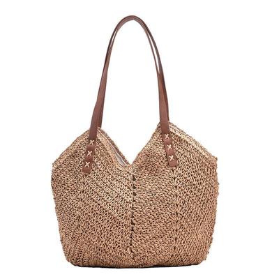 Women Rattan Shoulder Bag High Quality Handmade Woven Beach Handbags Female Large Capacity Straw Totes