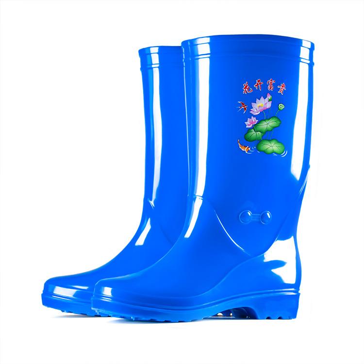 PVC tall women's rain boots, fashionable women's rain shoes, rain gear products, cotton removable water shoes