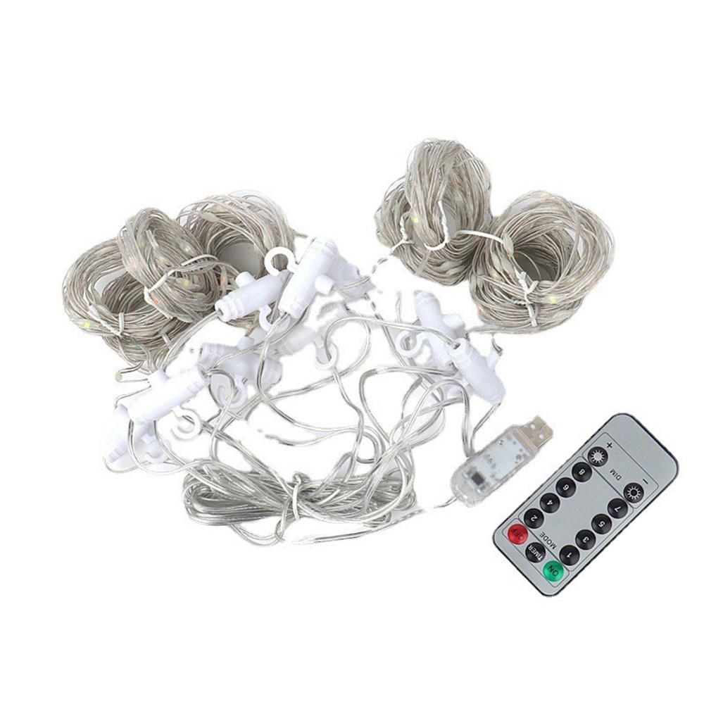 3x3M USB Plug 8 Flashing Modes Curtain Light Warm Color Decorative Light W/ Hook