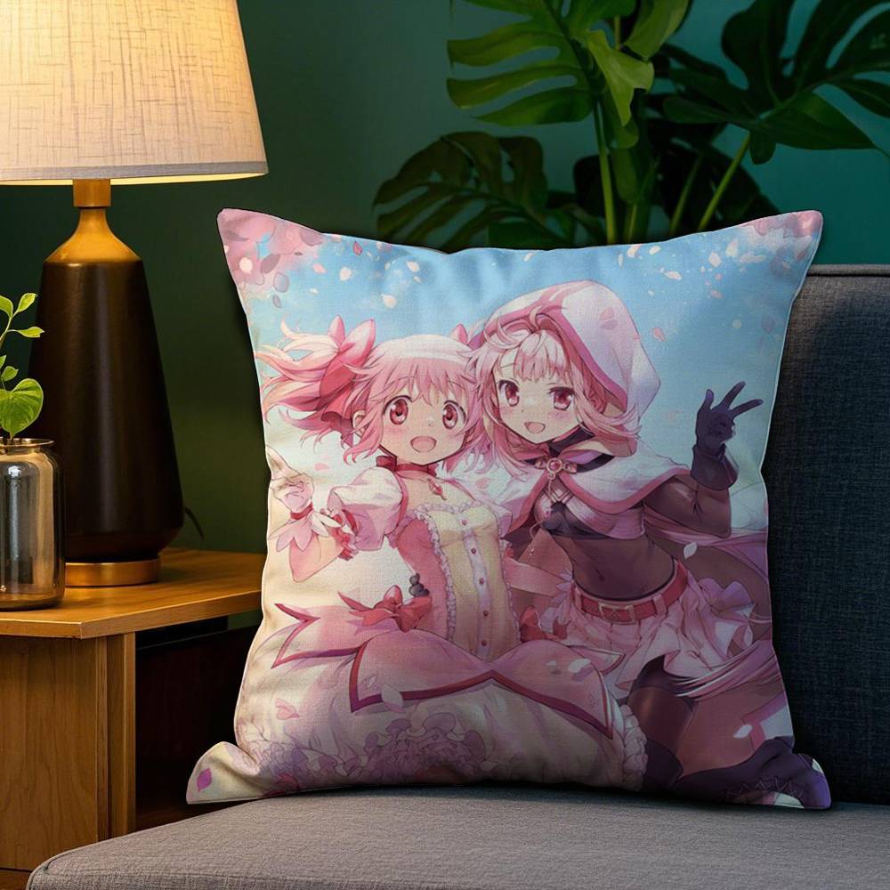 Anime M-Madoka M-Magica Pillow Case Plush Fabric Soft Double Sided Print Sofa Cushion Cover Throw Pillow Covers