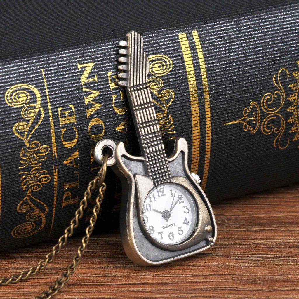 Bronze Guitar Pocket Watch 8892