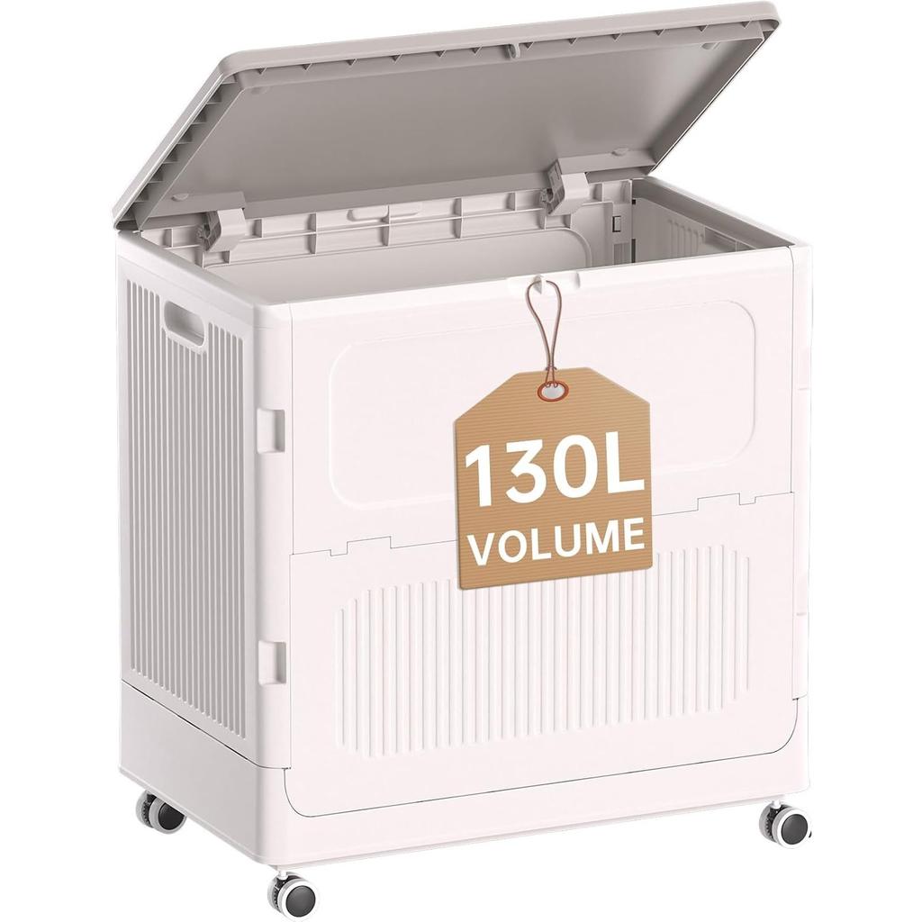 Heavy Duty Laundry Hamper with Lid,Plastic Laundry Basket with Wheel, Dirty Clothes Organizer Bathroom Waterproof Storage Basket