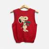 Vintage 90s Peanuts Snoopy Button Knit Distressed Cardigan Vest
