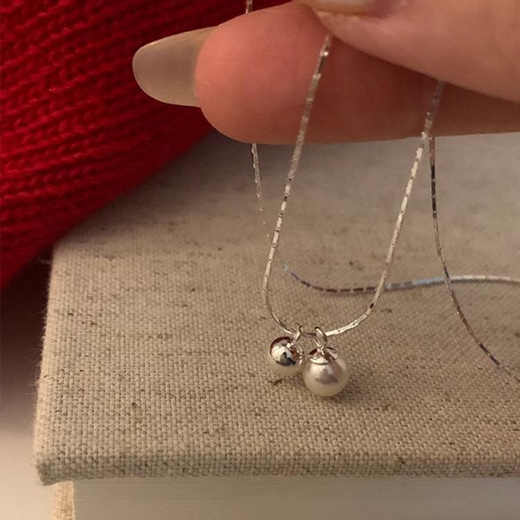 

Ожерелье из серебра 925 пробы с жемчужным серебряным шариком, ожерелье из стерлингового серебра, простая и нежная цепочка на ключицу с нишей