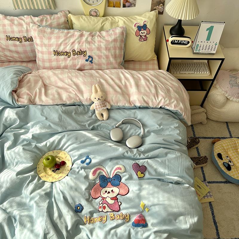 

Постельное белье класса А для беременных и младенцев, комплект из 4 предметов, простыня, пододеяльник из чистого хлопка, стиранного хлопка, шапка на кровать, студенческий общежитий, комплект из 3 предметов 0.9m sheet 3pcs quilt 1.5*2m