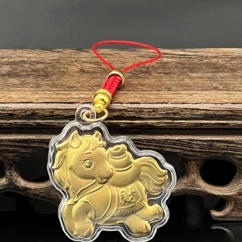 Year Of Chinese Zodiac Horse Lucky Pendant Keychain Copper Feng Shui Wealth Key Ring Women Men Bag Charm Jewelry Gift
