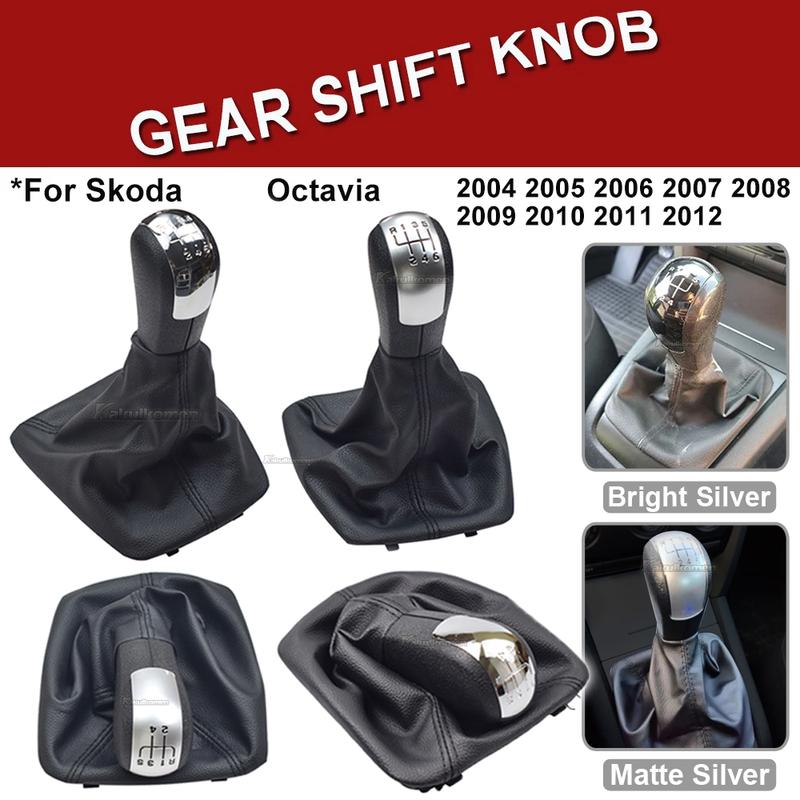 For Skoda Octavia 2 A5 A6 2004 2005 2006 2007 2008 2009 2010 2011 2012 2013 5/6 Speed Gear Lever Stick Shift Knob Leather Boot