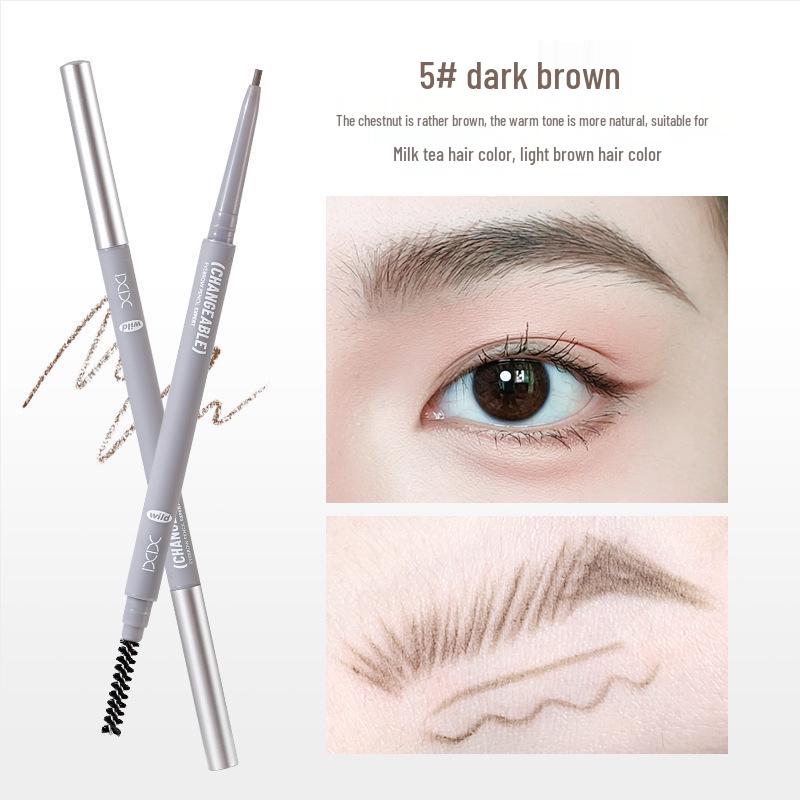 Xixi 3D Misty Eyebrow Pencil: Natural, Distinct Strokes; Waterproof, Sweatproof, Smudge-Proof; Double-Ended.