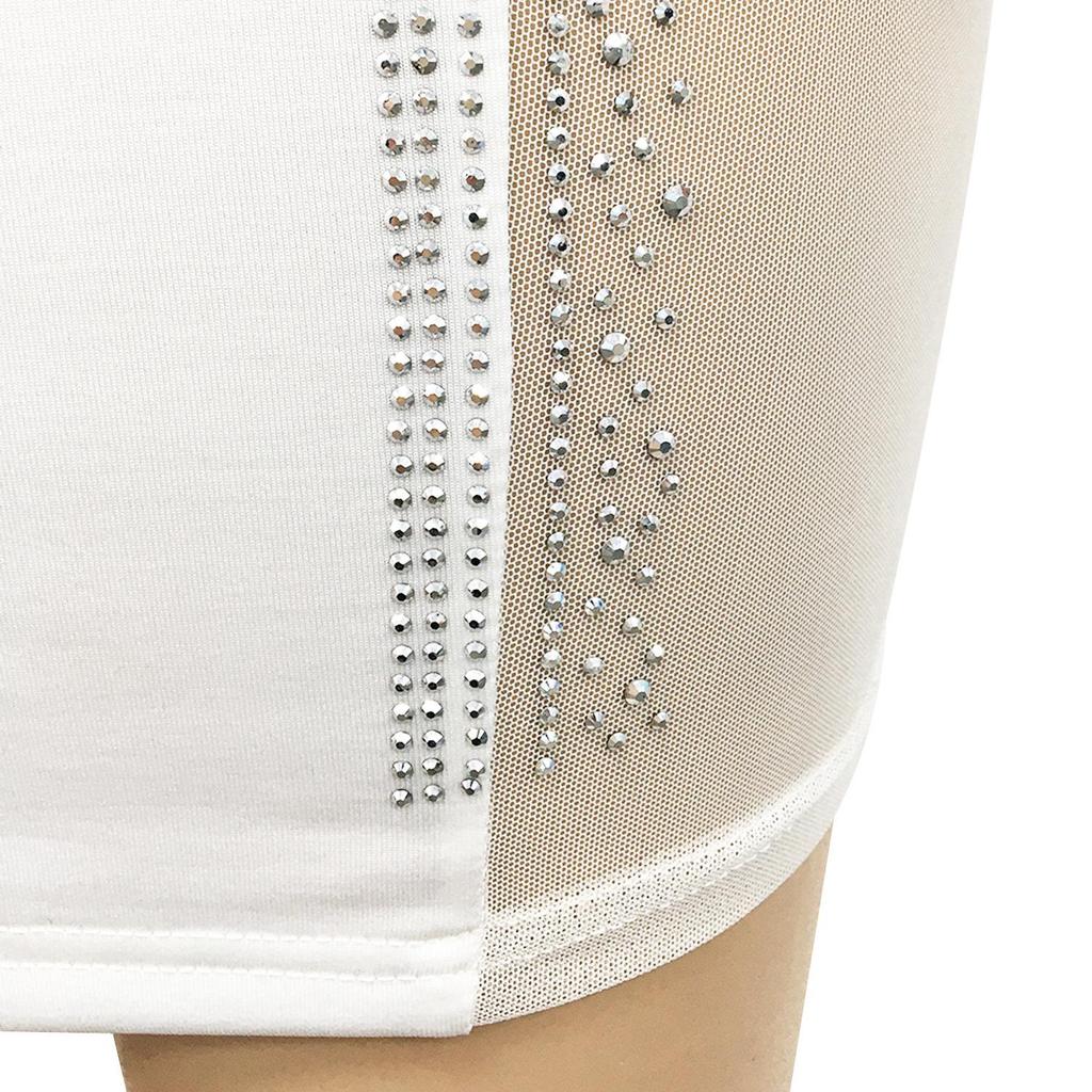X5337: Sexy Deep V Rhinestone Party Dress with See-through Midi Skirt - European Fashion New Arrival