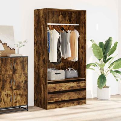 Vidaxl Wardrobe, Smoked Oak, 100X50X200 Cm, Wood-Based Material