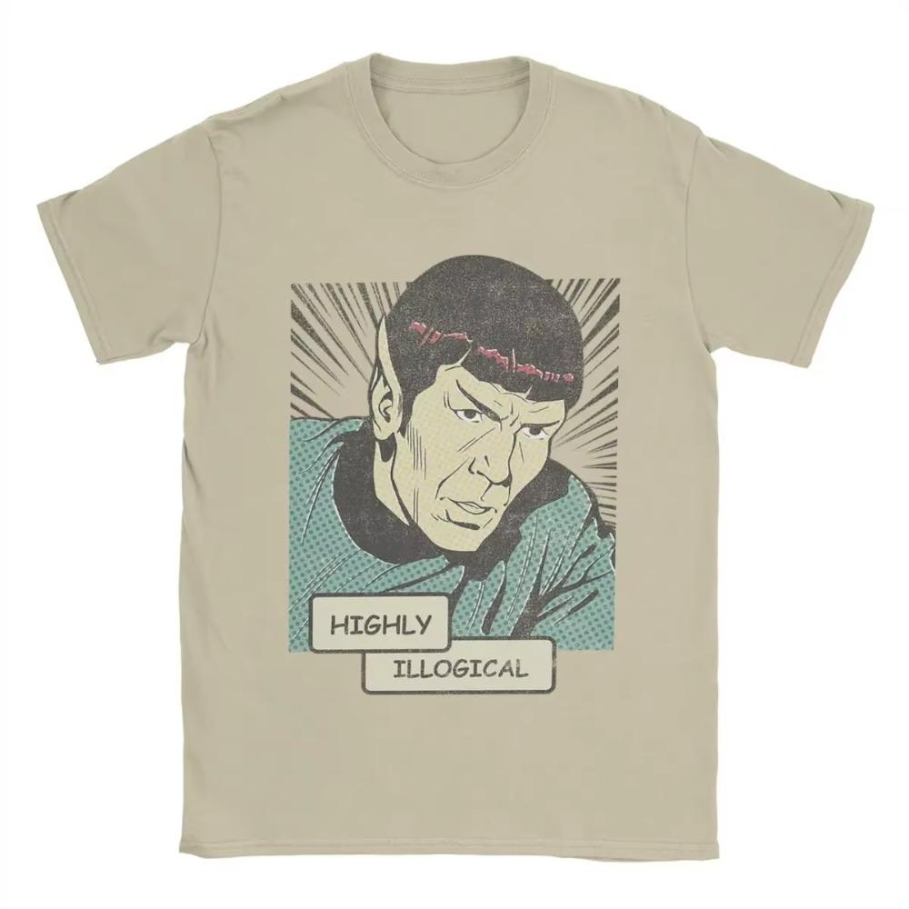 

Мужская футболка Stars Treks Spock Highly Illogical Повседневная футболка из чистого хлопка с коротким рукавом Футболка с круглым вырезом Топы размера плюс XXXXXL