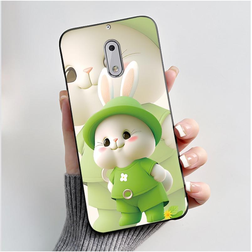 Soft TPU Case For Nokia 6 6.1 Plus Nokia6 Phone Case Luxury Cute Love Rabbit Funny Cartoon Black Silicone Shockproof Back Cover