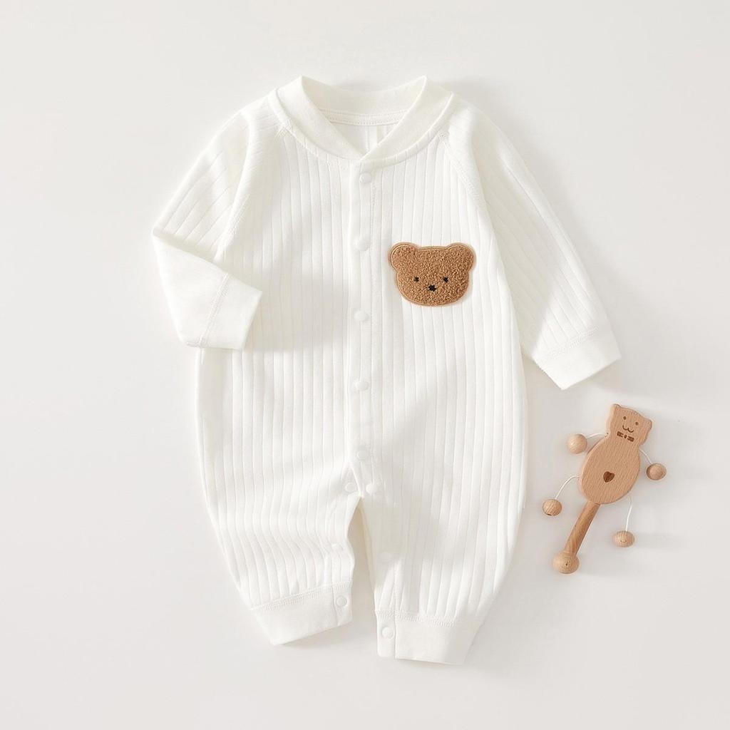 Autumn/Winter Pure Cotton Baby Romper – Long Sleeve Boneless Newborn Onesie for Spring