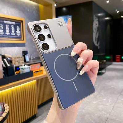 Suitable for Samsung S25 Ultra Thin Ring Magnetic Suction Phone Case S24plus Frameless AG Matte S25 Business Aromatherapy
