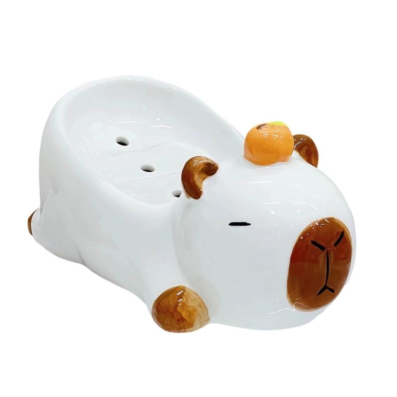 Cartoon Capybara Soap Storage Rack With Drain For Fast Drainage Keep The Soap Dry Soap Dish Creative Soap Dish белый
