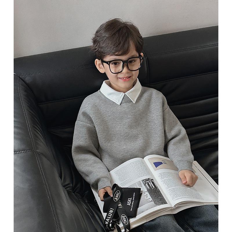 Boys Thick Fleece Lined Kids High Neck Knit Pullover Sweater