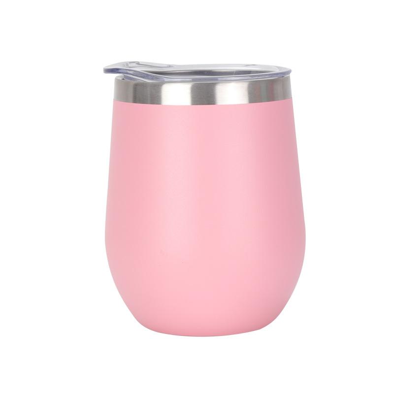 Custom 12oz Stainless Steel Double Layer Eggshell Insulated Vacuum Thermos Coffee Cup Outdoor Mini Egg Shaped Cup Mug with Lid