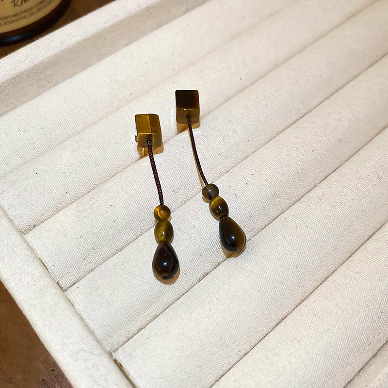 Cercei ovali Acul de Argint cu Piatra Ochi de Tigru Artificială Retro High-end Cercei Stud Nișă Cercei Versatili