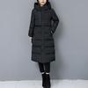 Winter Down Coat Thickened Padded Hooded Stand Collar Knee Length Pockets Zipper Closure Windproof Heat Retention Warm Daily Outwear Cotton Jacket