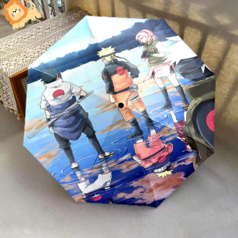 1 PC Automatic Folding Umbrella - Naruto Hokage Artwork Pattern Portable Foldable Design With 8 Ribs Christmas Birthday Gifts