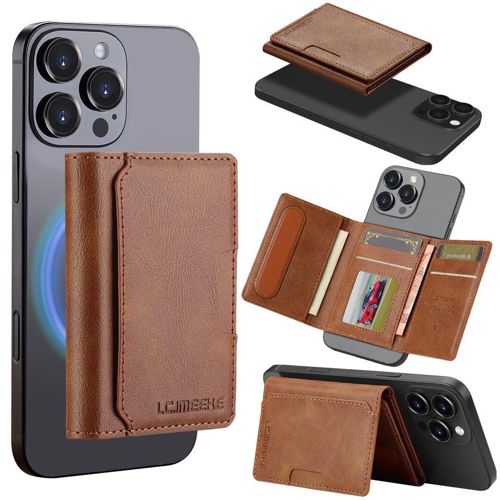 Borsa a Tasca con Slot per Carte Magnetiche per iPhone Samsung Google Xiaomi Funzioni Magsafe Porta Carte Portafoglio Pelle PU Portafogli Sottili da Uomo Tasca