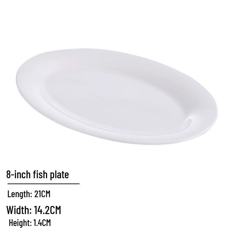Elegant White Ceramic 8-Inch Oval Fish Plates (Set of 3)