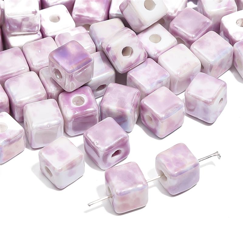 

10 шт. Керамические квадратные бусины-шармы с брызгами краски, окрашенные, свободные бусины-разделители для изготовления браслетов, ожерелий, ювелирных изделий, аксессуары