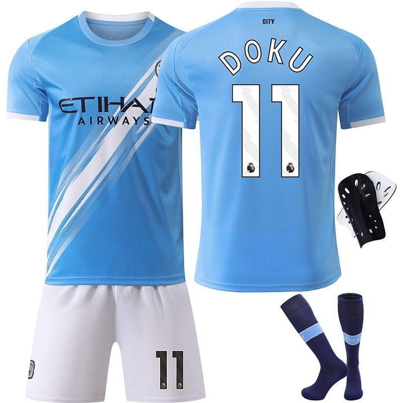 25-26 Manchester City thuistenue, fanversie, shirt met korte mouwen voor kinderen, maat 47 Forden nr.. 9 Haranddoku