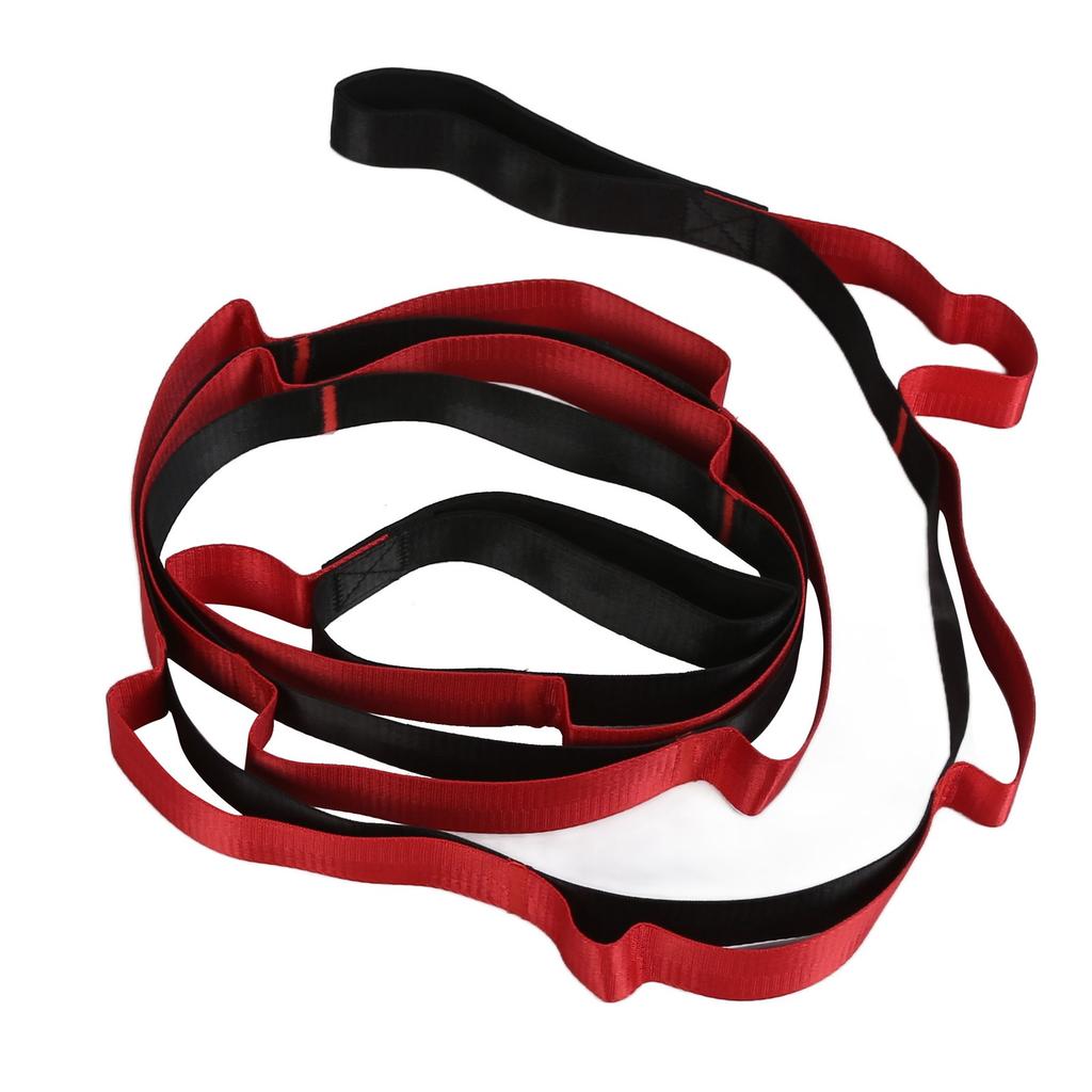 12 Loops Yoga Stretch Strap Nylon Nonelastic Yoga Strap for Yoga Pilates GymnasticsRed