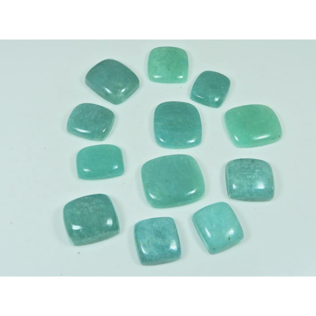 195Cts. Natural Green Amazonite Octagon Cabochon Loose Gemstone 12 Pcs Lot C-3020