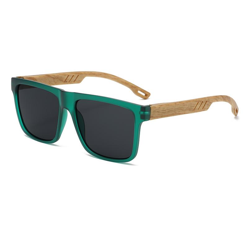 New Square Casual Sunglasses Wood Grain Spring Hinges UV400 Protection Unisex Outdoor Daily Eyewear
