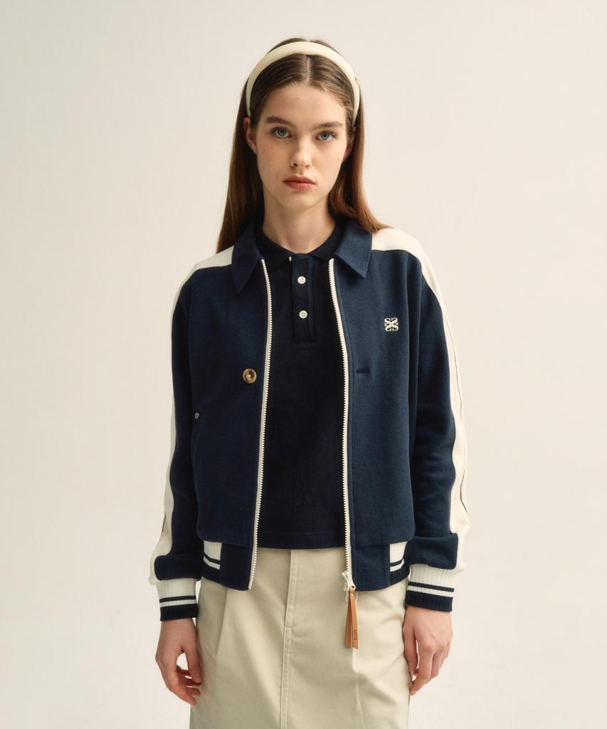 Satur Rawton Collar Track Zip-Up Jacket Classic Navy
