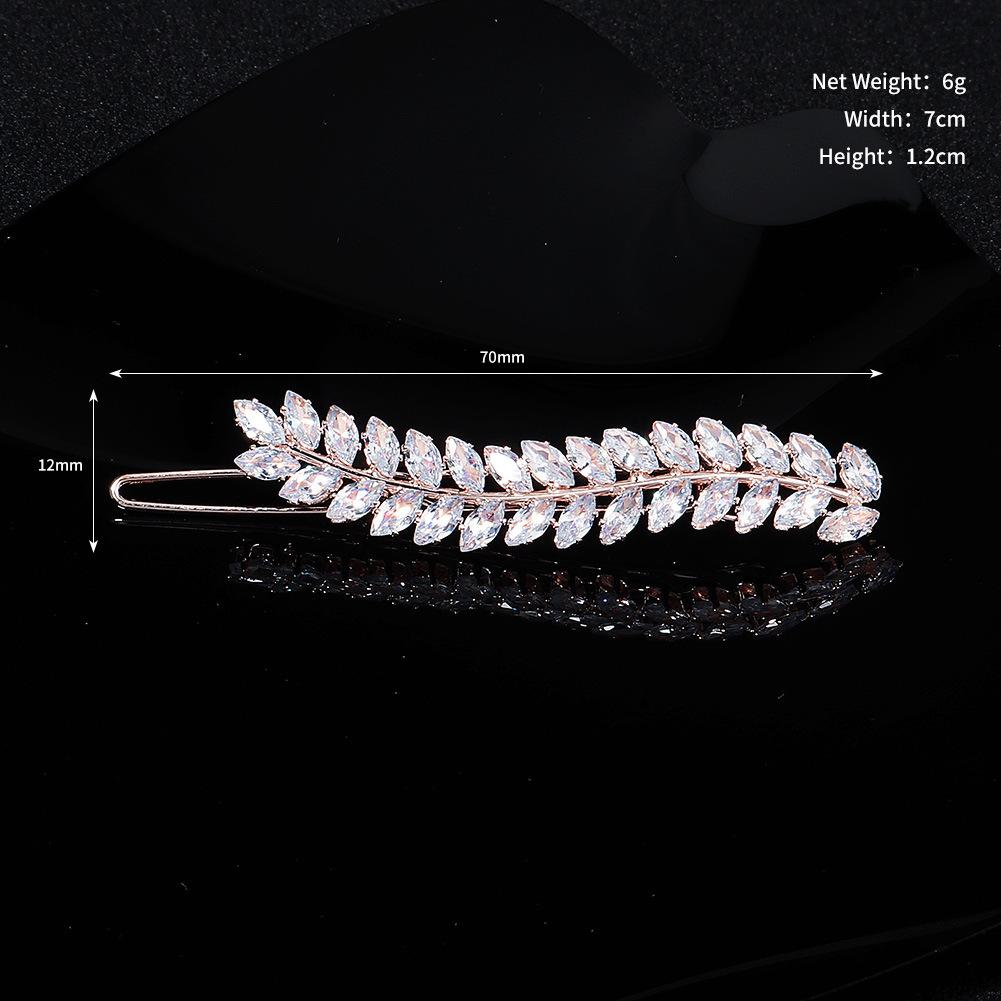 Fashion Barrette Cubic Zirconia Leaf Hair Clips for Women Accessories Bridal Wedding Hair Jewelry Party Bride Headpiece