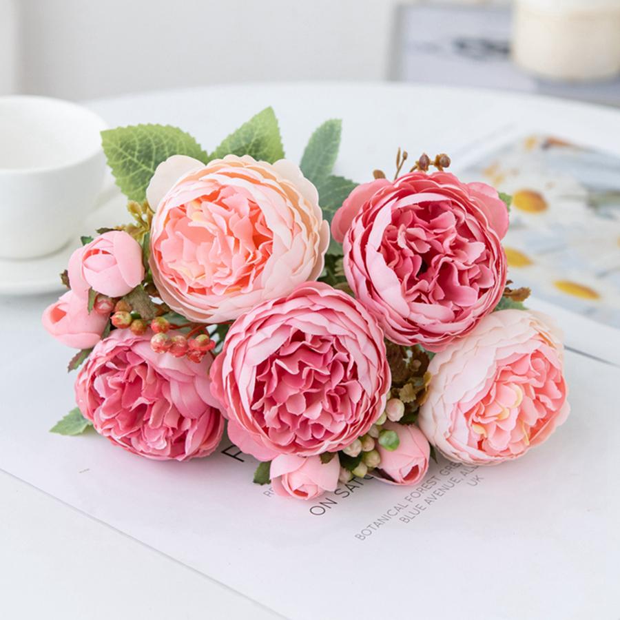 

7 Forks Silk Artificial Flower Peony Home Room Wedding Wreath Festival Party Outdoor Arch Background Decor Floral Arrangement 1 pc