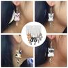 Enamel Zinc Zinc Alloy Cat Dangle Earrings Animal Theme Cartoon Animal Earrings 3D Cat Earrings  Jewelry Set