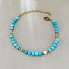 Turquoise Natural Stone Beaded Bracelet – Multicolor Crystal Gold Accent Jewelry, Boho Healing Gift for Women