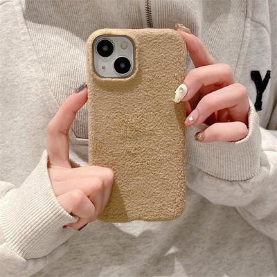 Fashion Solid Color Plush Phone Case For iPhone 15 14 13 12 11 Pro Max X XS XR XS Max 8 7 Plus Soft TPU Shockproof Cover