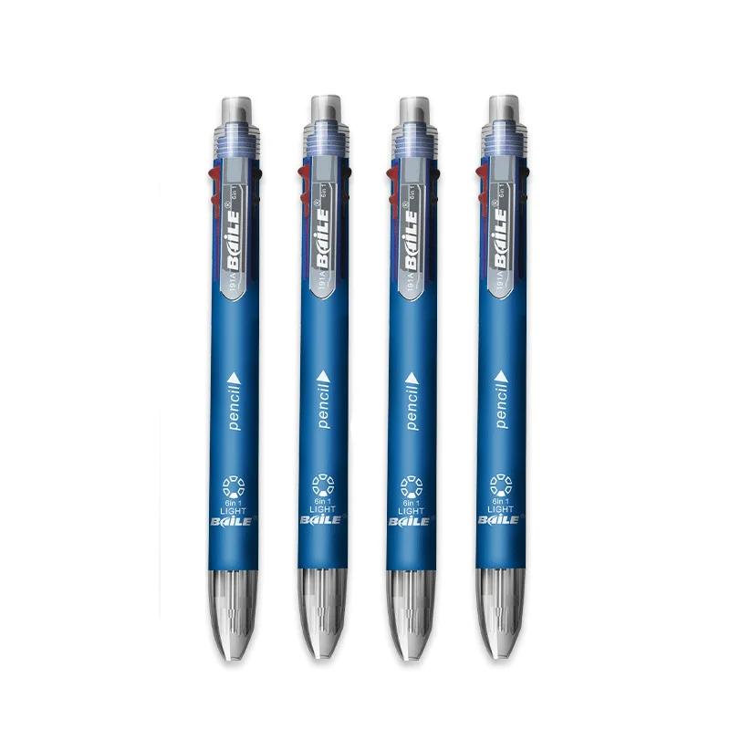 6-in-1 Mehrfarbiger Kugelschreiber-Set Einziehbar 5 Farben und Mechanischer Bleistift in einem Stift Multifunktionsstift Schreibwaren
