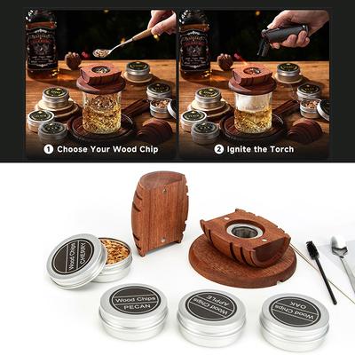 New Whiskey Smoker Kit with Wood Chips-4 Flavors Old Fashioned Drink Smoker Infuser for Cocktails Birthday Bourbon for Gifts