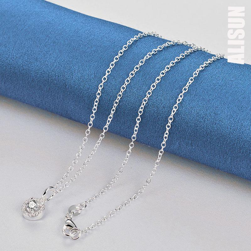 925 Sterling Silver AAA Zircon Pendant Necklace Fashionable Wedding Jewelry