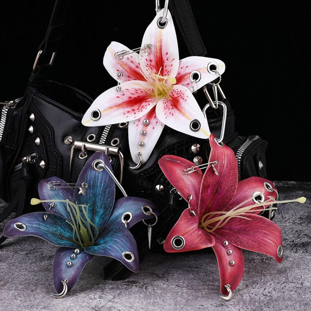 Backpack Decoration Orchid Lily Keychain Simulation Flower Backpack Hangings Decor Gifts