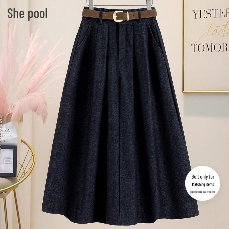 Women s Solid A-Line Midi Skirt S