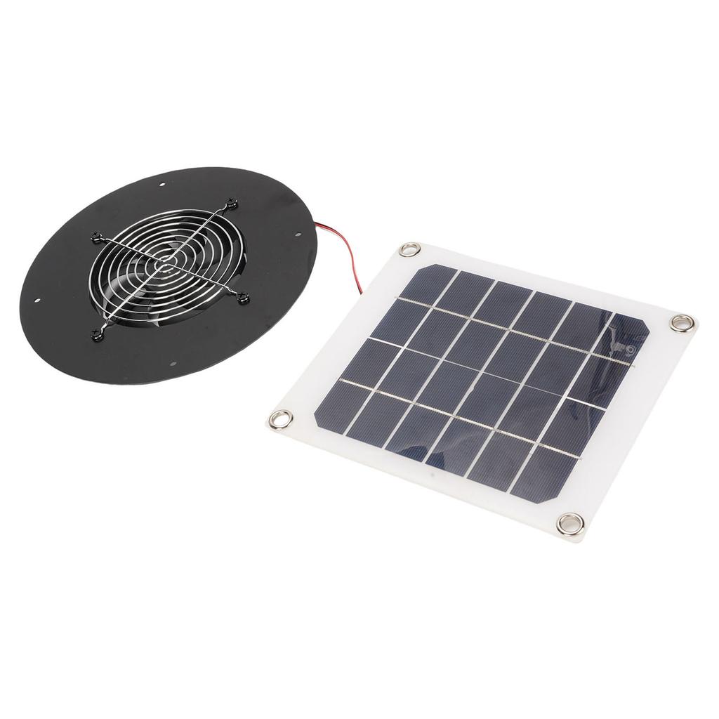 Solar Powered Exhaust Fan 10W Monocrystalline Silicon Solar Panel Round Vent Fan Kit for Pet House Chicken Coop Greenhouse