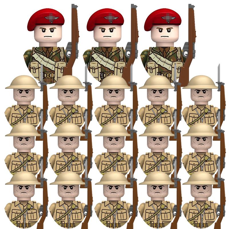 

Детские игрушки Вторая мировая война Миниатюрные военные солдаты Модель Парашютист Армия Специальные Воздушно-десантные Силы Вооружение Костюмы Строительные блоки