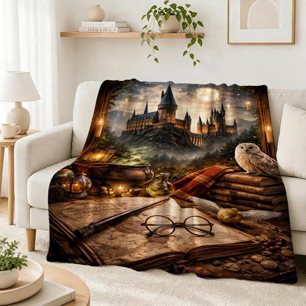 Harry Potter Magical Adventures Flannel Printed Blanket Thick Warm Throw Blanket For Living Room Gaming Room Home Party Decor Holiday Gift