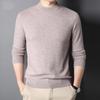 Men's Pure Wool Round Neck Base Layer Sweater - Solid Color Versatile Knitwear for Autumn/Winter