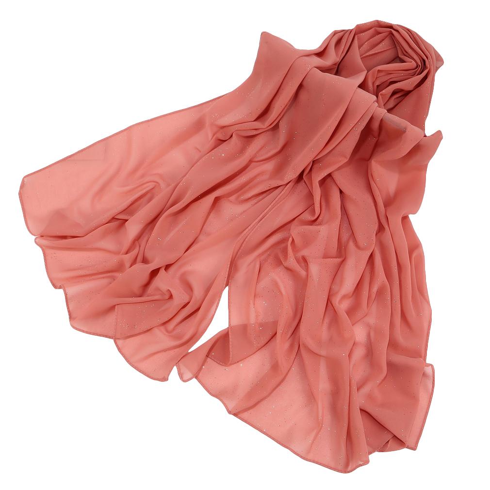 Women's Chiffon Shawl, Glitter Gold Powder Scarf, Chiffon Hijab for Party/Beach