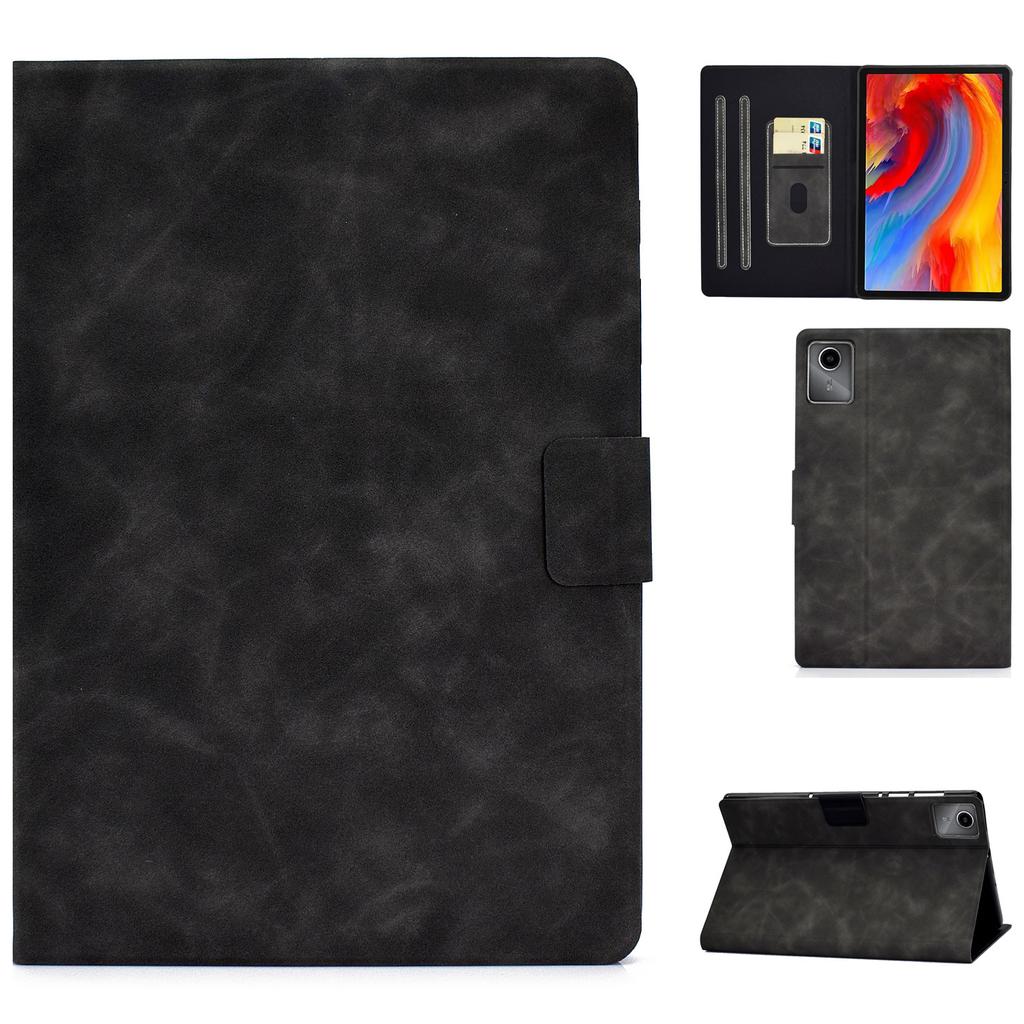 A4 For Lenovo Tab M11/Xiaoxin Pad 11 2024 Case Card Holder Cowhide Texture Leather Tablet Cover