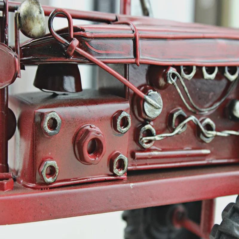 Handmade Vintage Red Iron Tractor Model Crafts